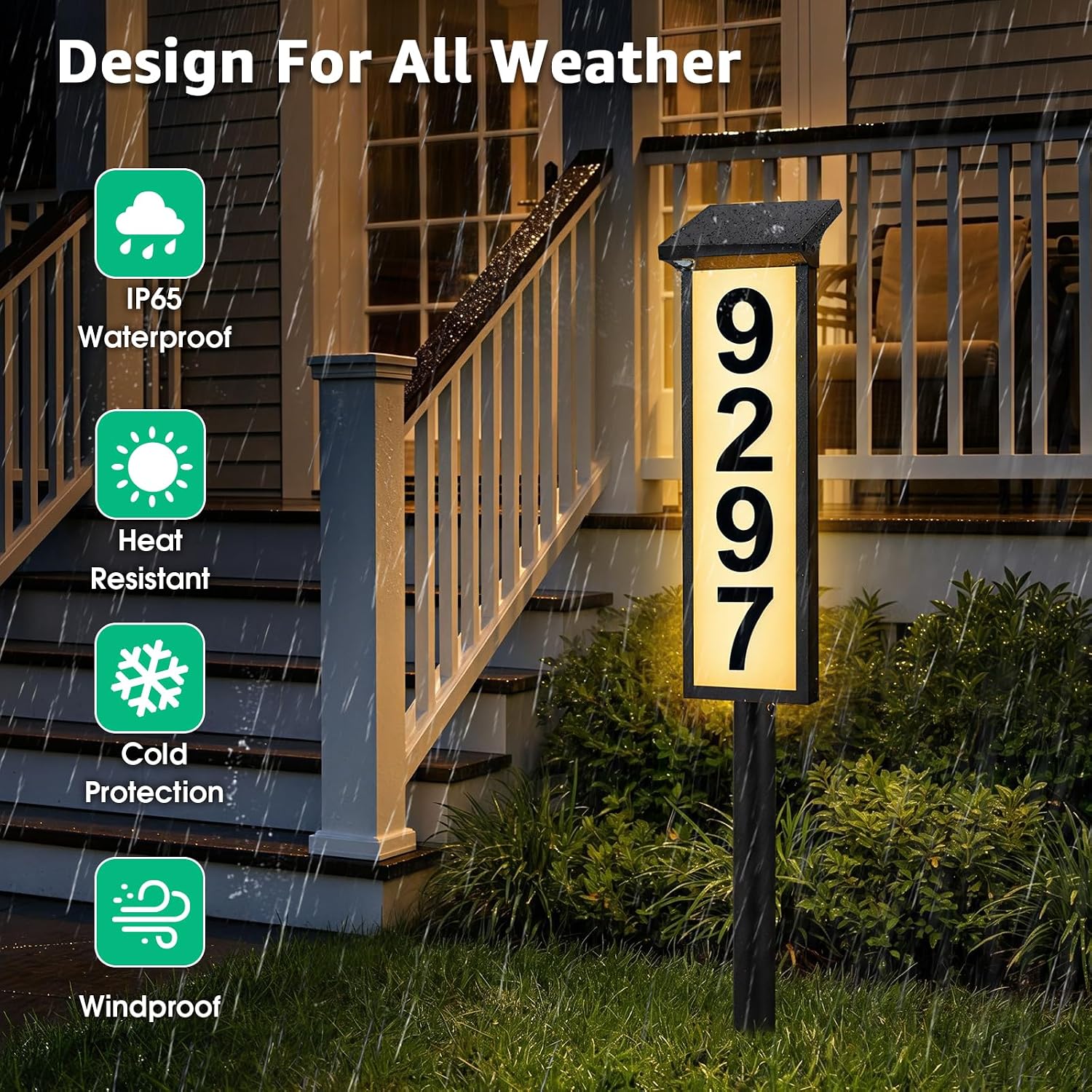 Detalle de ASOMST Solar Address Sign, 3-Color LED