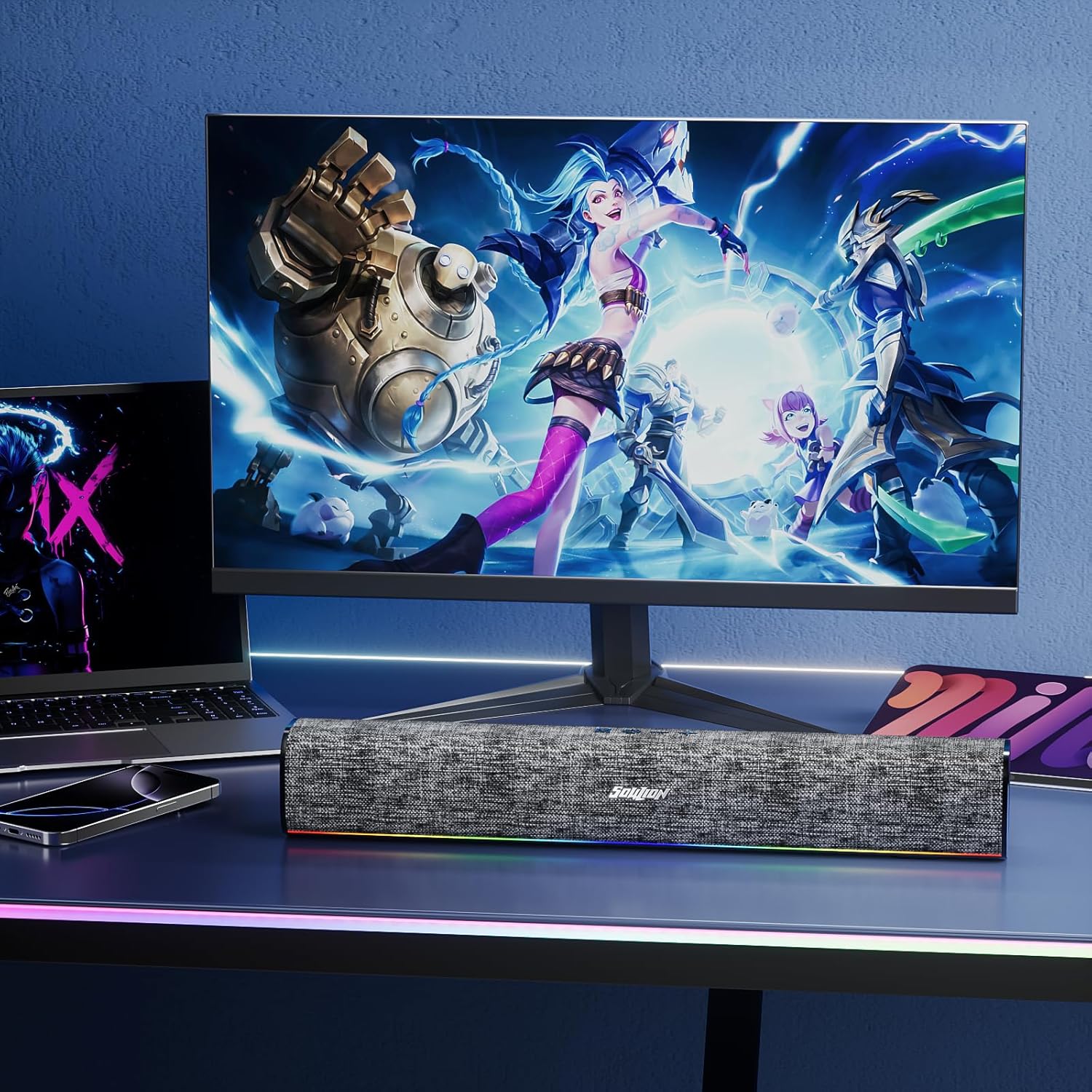 Thumbnail 5 de SOULION R100 Plus PC Speakers: Compact Bluetooth Soundbar with RGB Lights and 6-Hour Battery