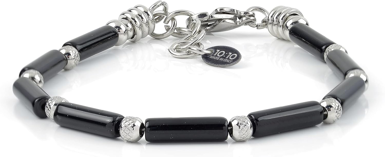 Detalle 2 de 10:10 Bracciale uomo donna in pietre naturali e acciaio inox anallergico
