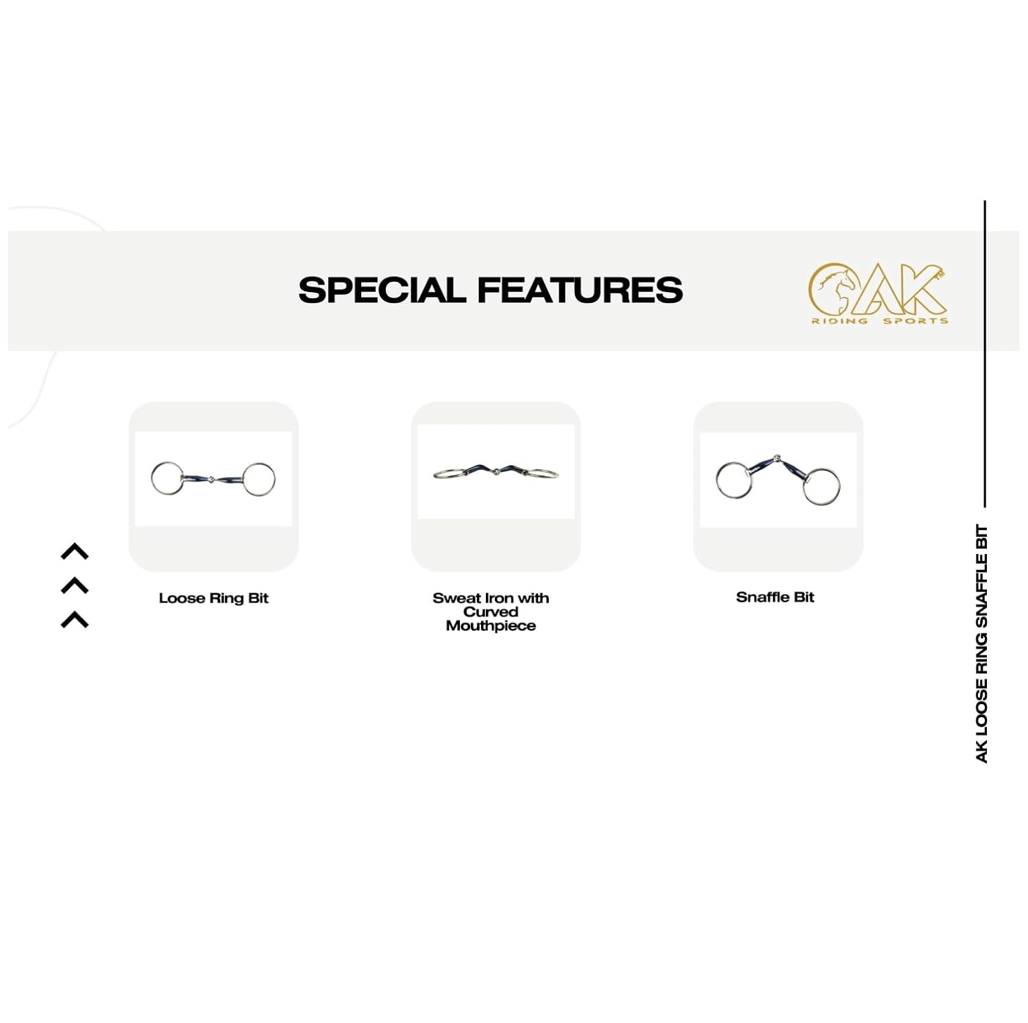 Thumbnail 6 de AK Loose Ring Snaffle with Sweat Iron and Curved Mouthpiece (5.25in, Blue-Silver) horse riding bit