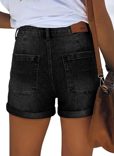 Thumbnail 2 de KISSMODA Women's Wash Denim Shorts – High Waisted Ripped Rolled Hem