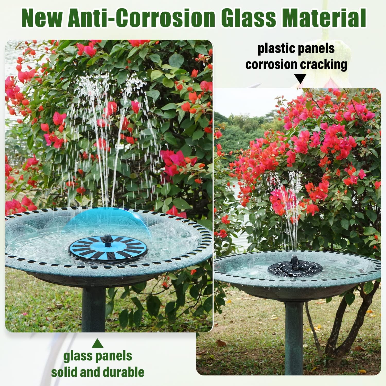 Thumbnail 3 de Springbrunnen Solar für Außen Klein, SZMP Solar Teichpumpe mit 7 Düsen & 4 Fixe Rohre
