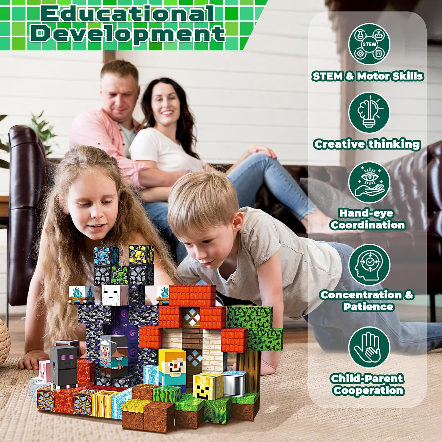 Thumbnail 6 de GraceDuck 100 PCS Magnetic Blocks: Creative STEM Building Toys for Kids 3+