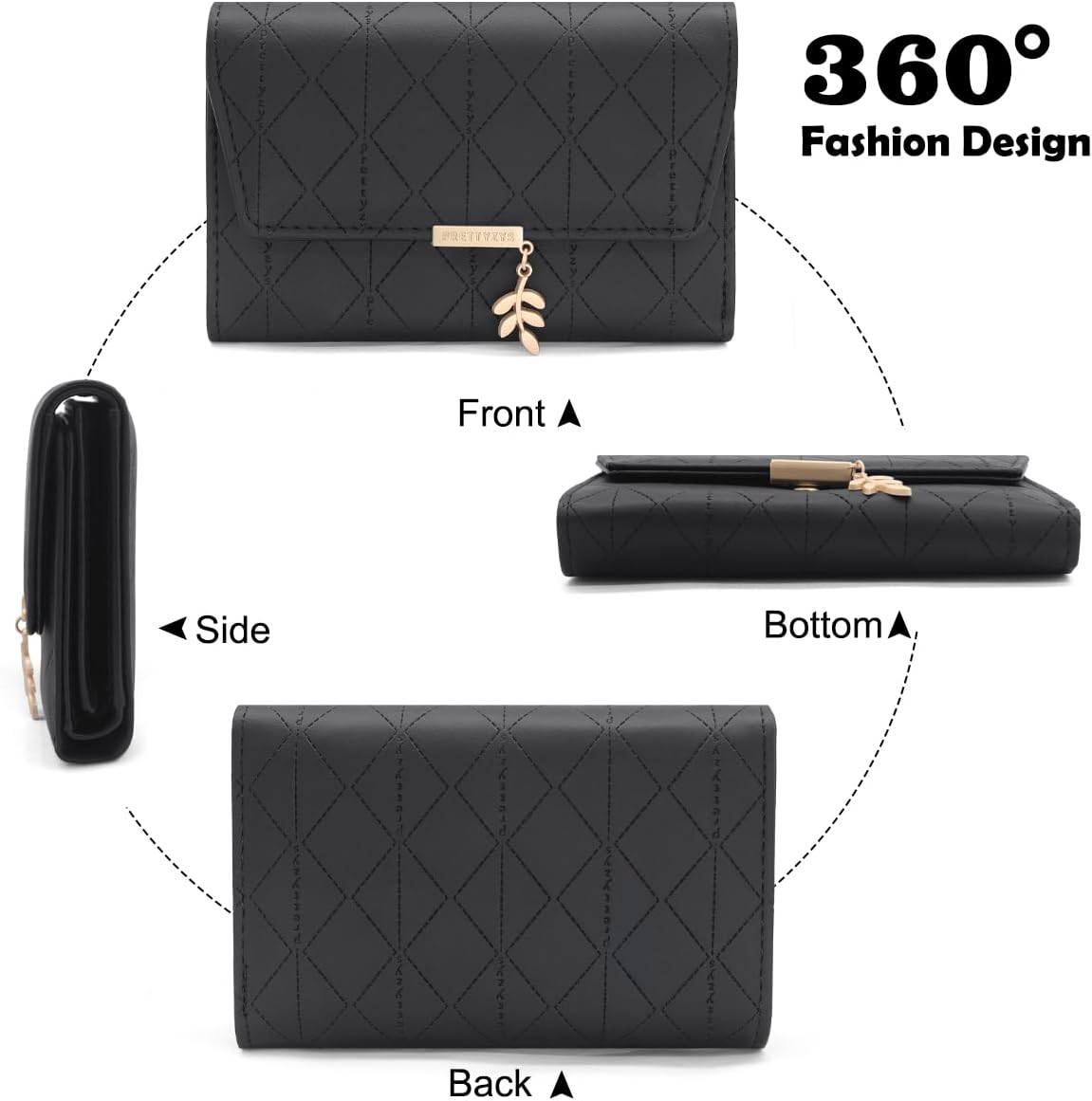 Thumbnail 4 de Reetee Ladies Purse - PU Leather Wallet for Women (M-Black)