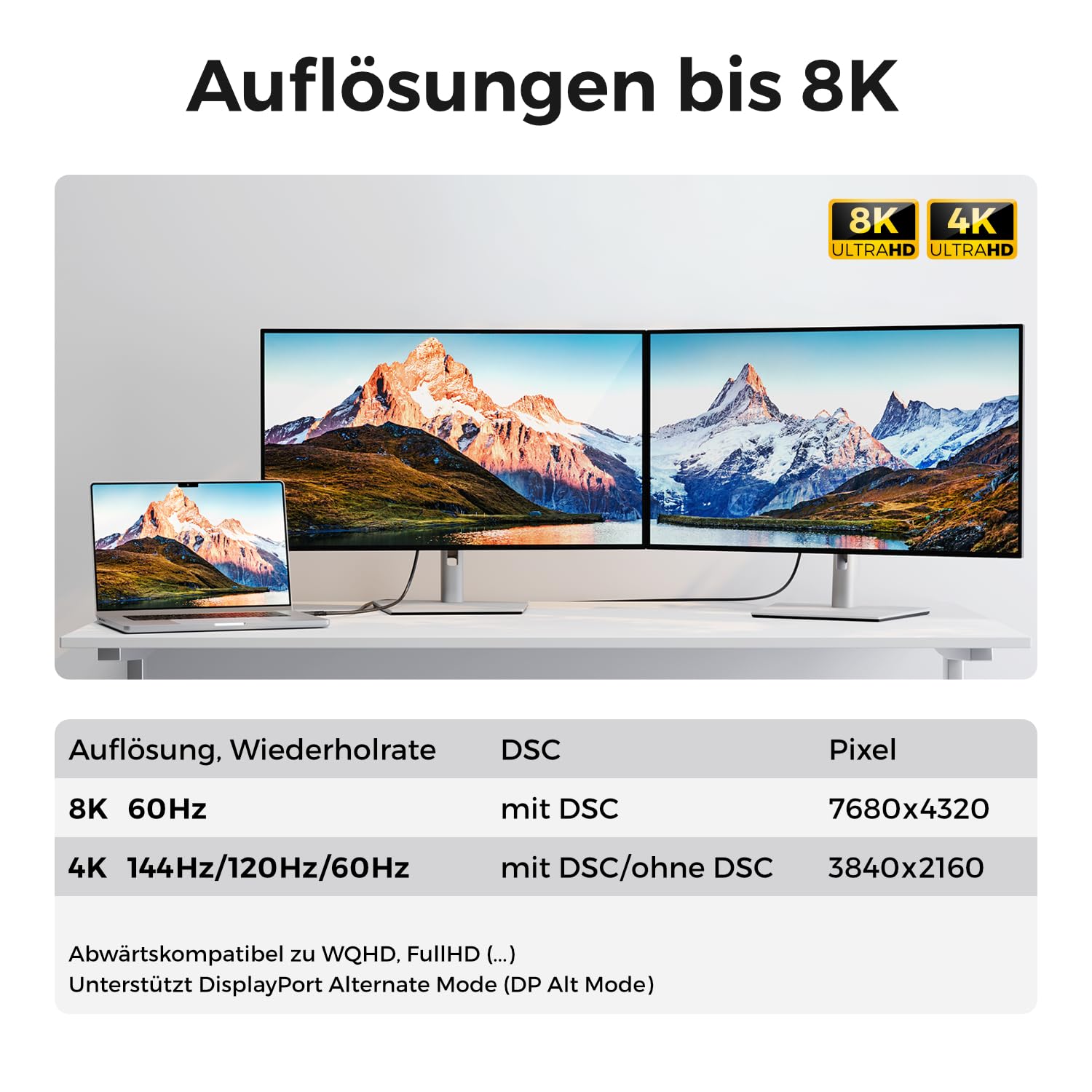 Thumbnail 4 de deleyCON 240W USB-C Kabel 1m – USB 3.2 Gen 2x2, PD 3.1/Ladekabel, 4K/8K-Displayunterstützung