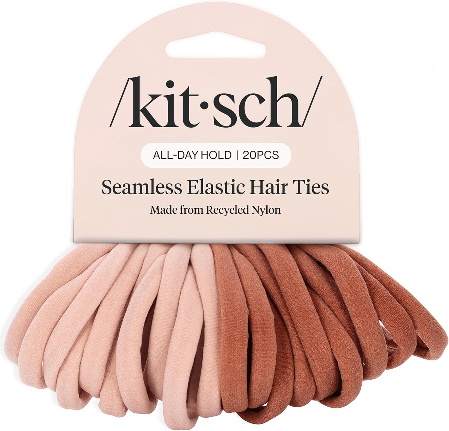 Kitsch Lot de 20 élastiques à cheveux résistants – nylon doux, sans accroc, rose poudré
