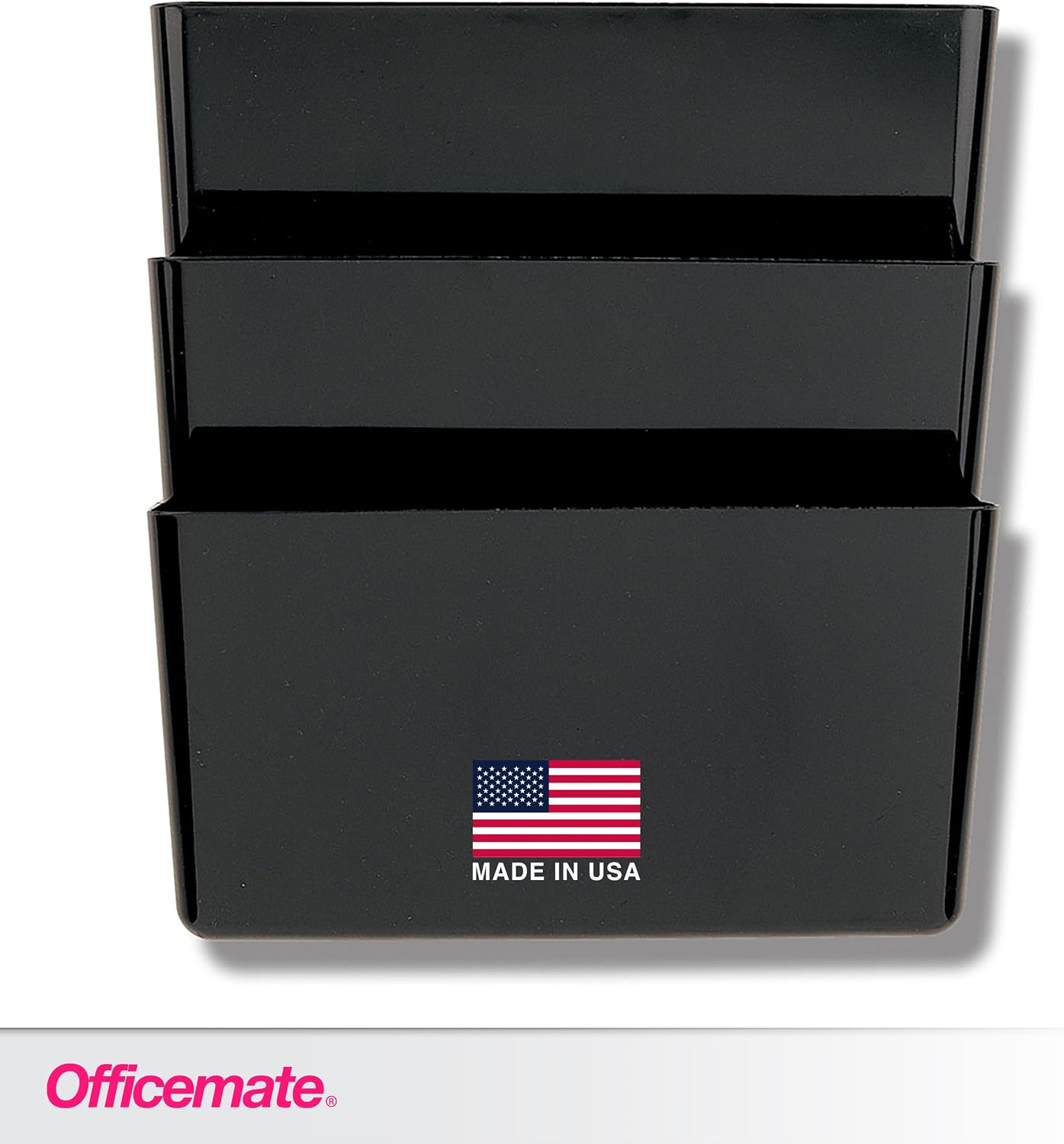 Detalle de Officemate 26092 Letter-Size Wall File, Set of 3, Recycled Black Plastic