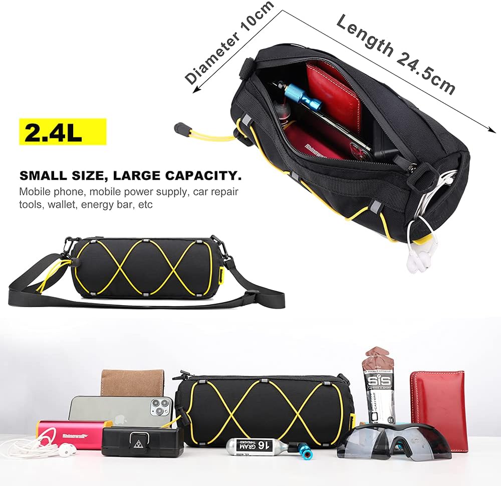 Detalle de Rhinowalk Front Handlebar Bag for Mountain/Road Bikes – 2.4L Grey