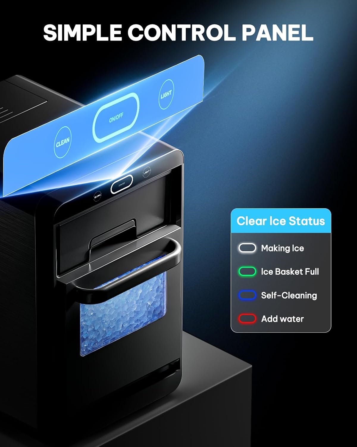 Detalle 2 de Silonn Nugget Ice Maker Countertop, 44 lb/24h Pebble Ice Machine