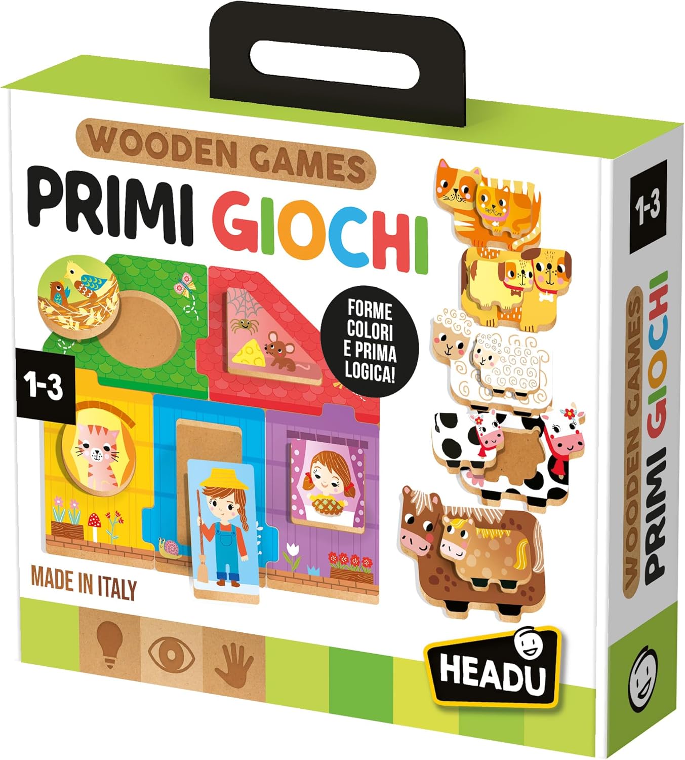 Detalle de HEADU Primi Giochi in Legno – Forme, Colori e Prima Logica: gioco educativo in legno 1–4 anni