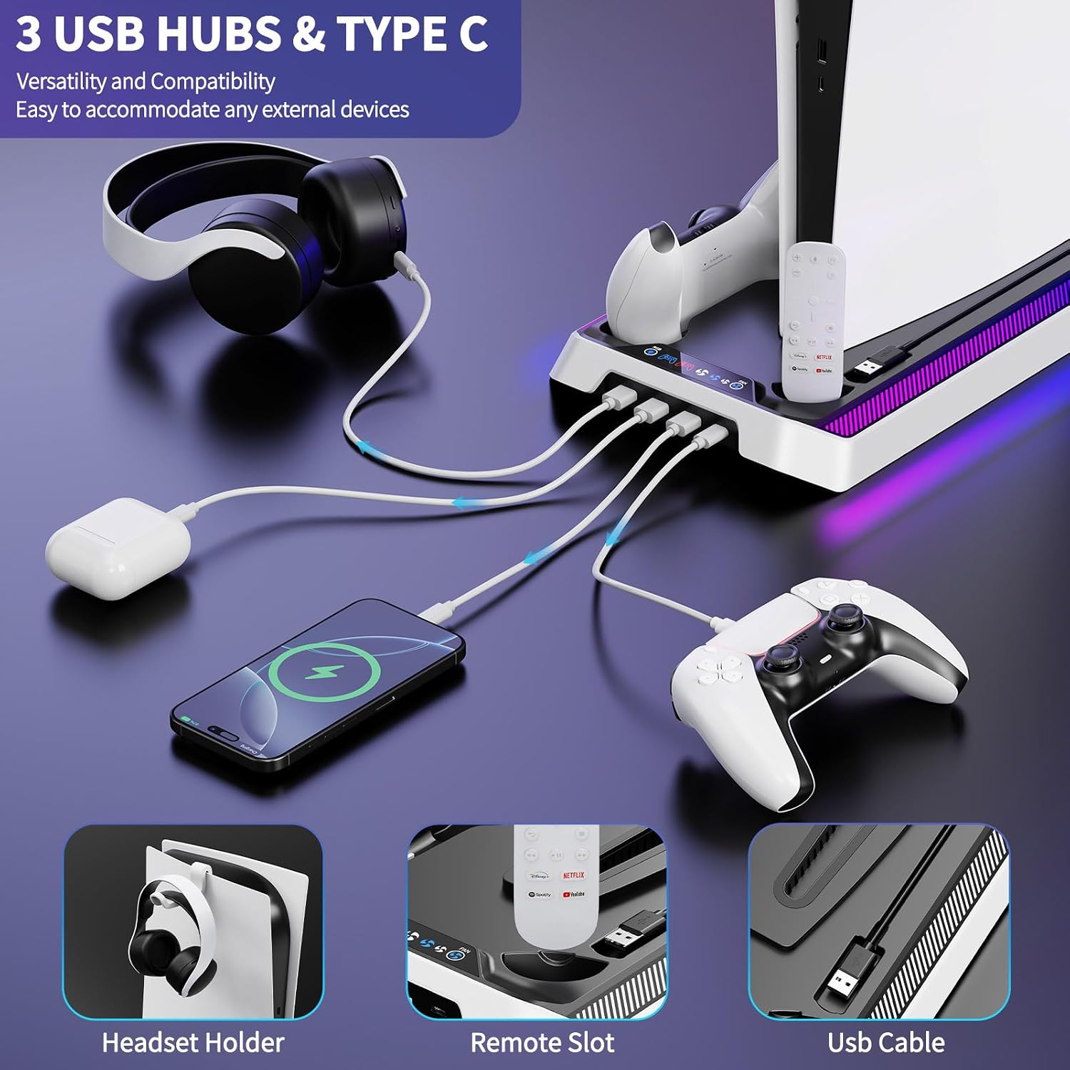 Detalle de JORREP Charging Station for PS5 Dual Controller
