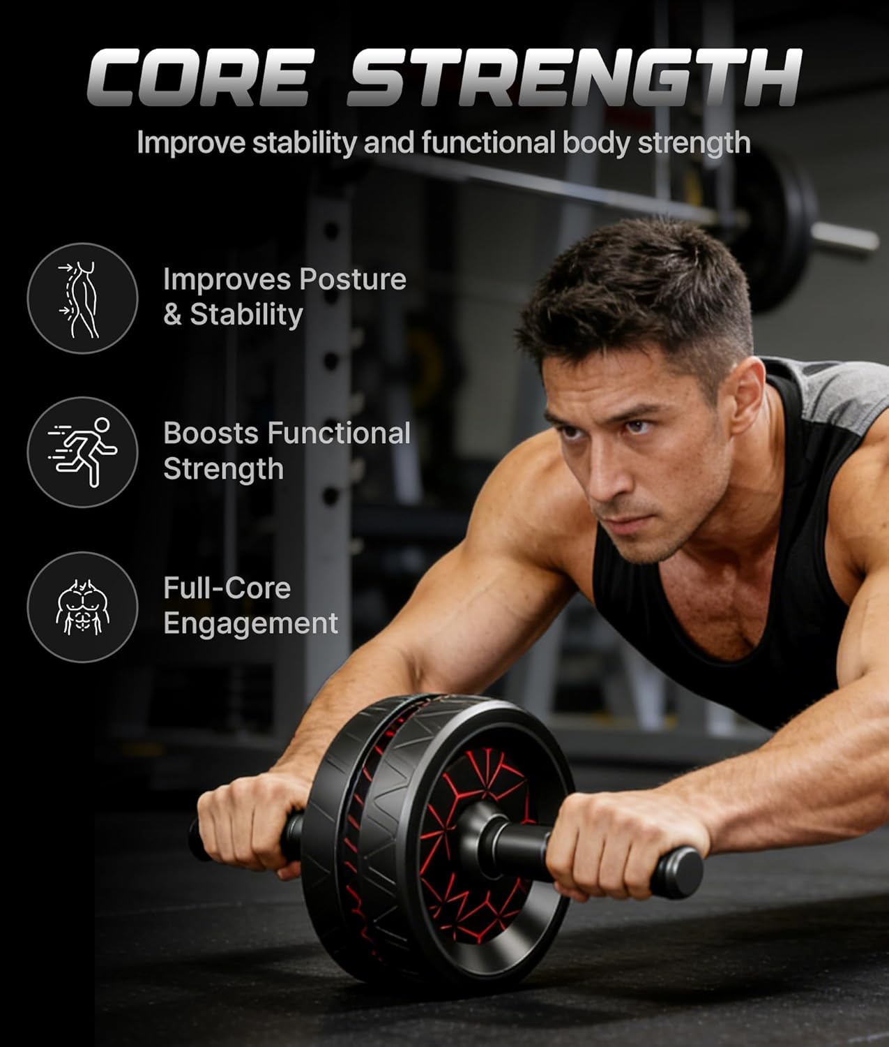 Thumbnail 2 de ROMIX Ab Roller Exercise Wheel 200kg