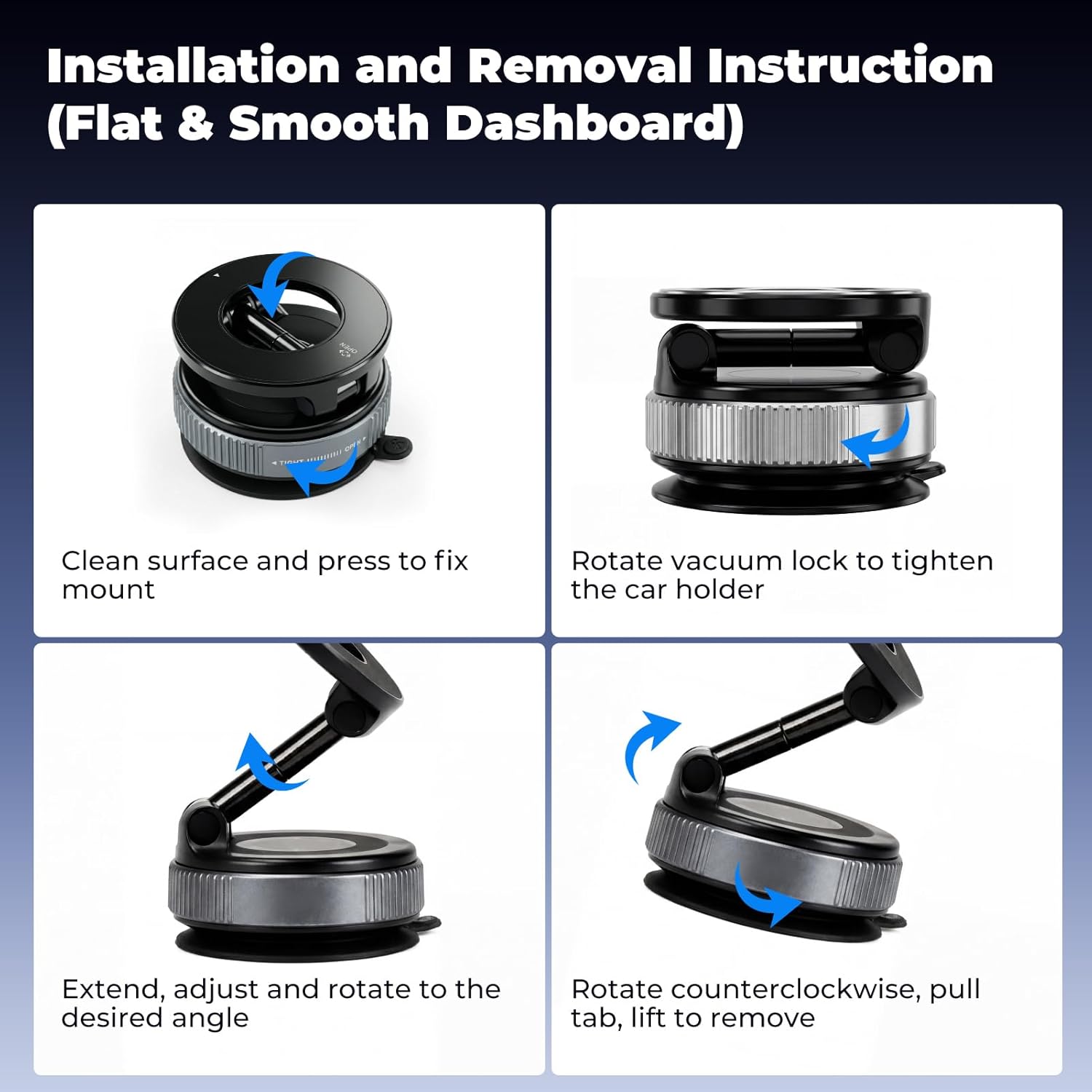 Thumbnail 6 de Hoikwo Car Phone Holder – 360° Rotatable, Foldable Vacuum Magnetic Mount for Cars