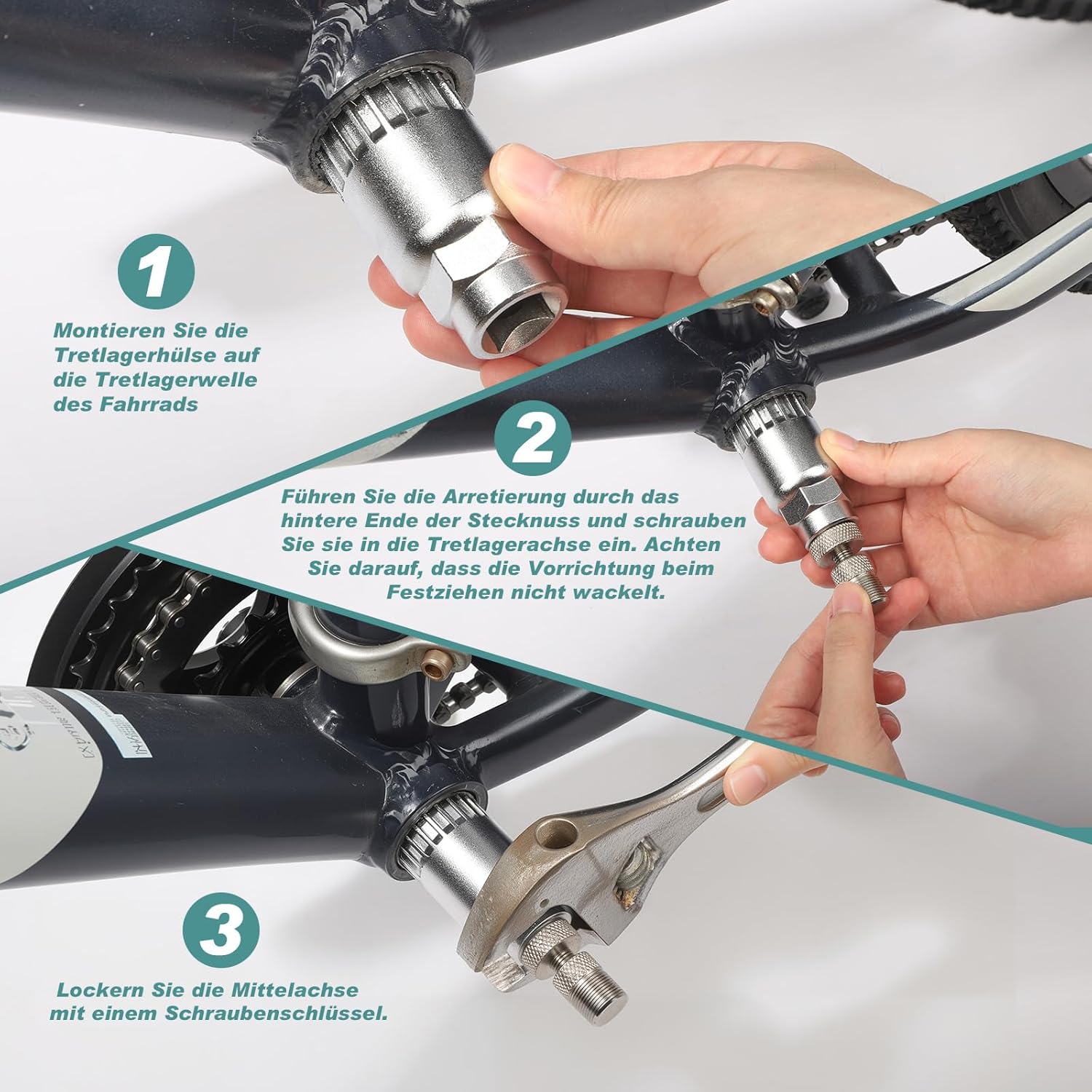 Detalle de Fengzio estrattore per pedivelle e movimento centrale per biciclette – Set completo 16 mm