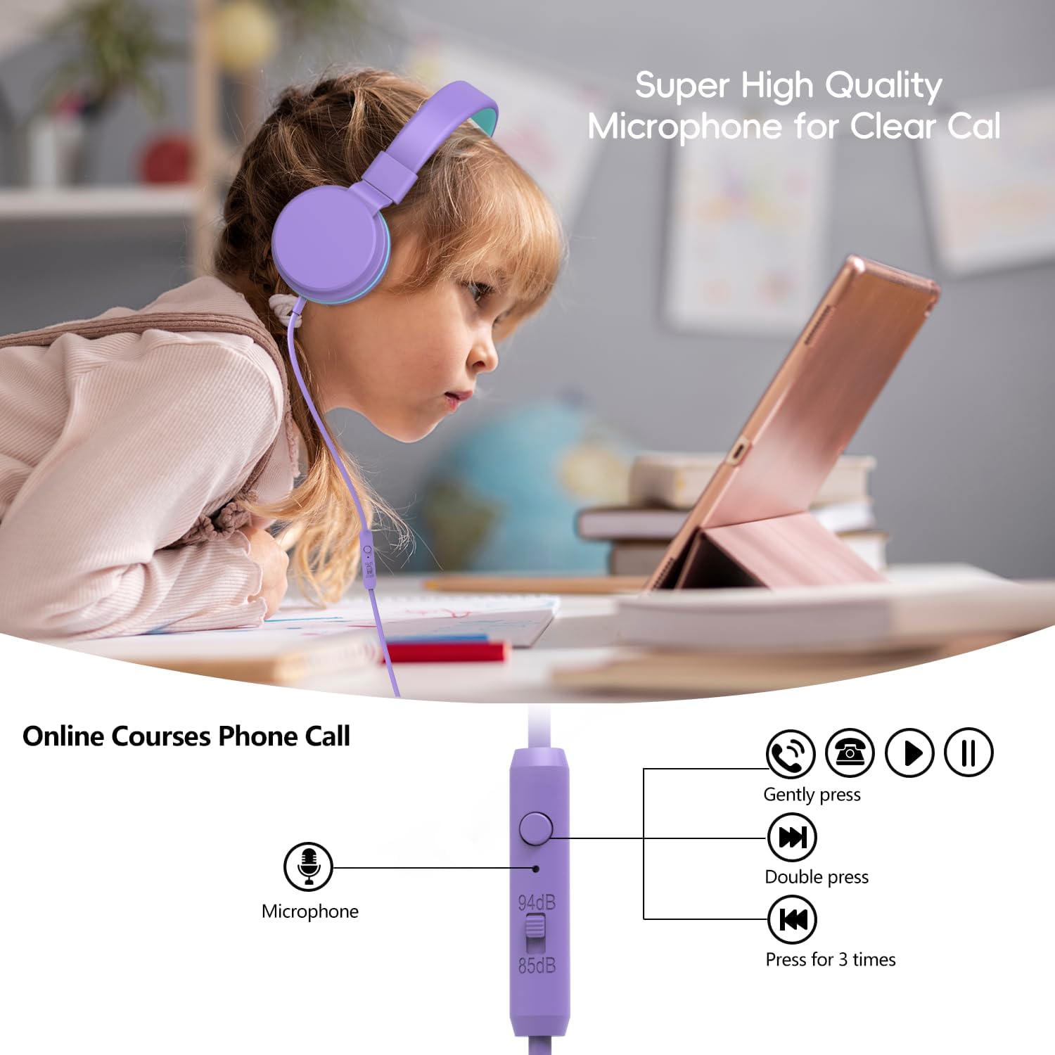 Thumbnail 3 de Kids Headphones Wired: Safe,Foldable On-Ear Headphones for School and Travel