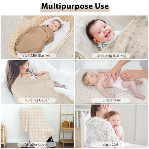 Detalle 2 de Yoofoss 4er Pack Baby Pucktuch 120×120 cm Mulltuch 👶