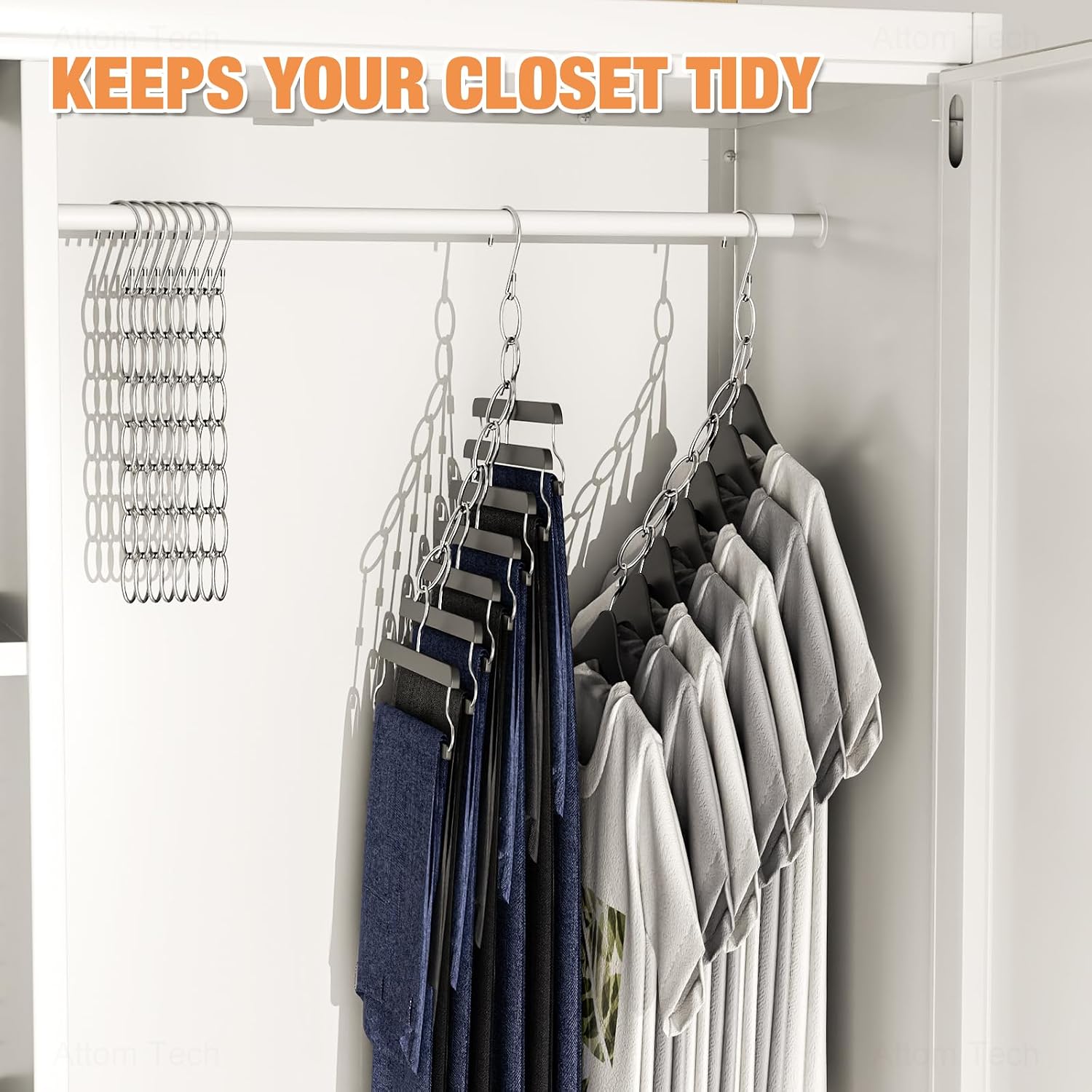 Detalle de NiHome Space Saving Hangers 10-Pack, Metal 7-Loop Foldable Closet Organizers