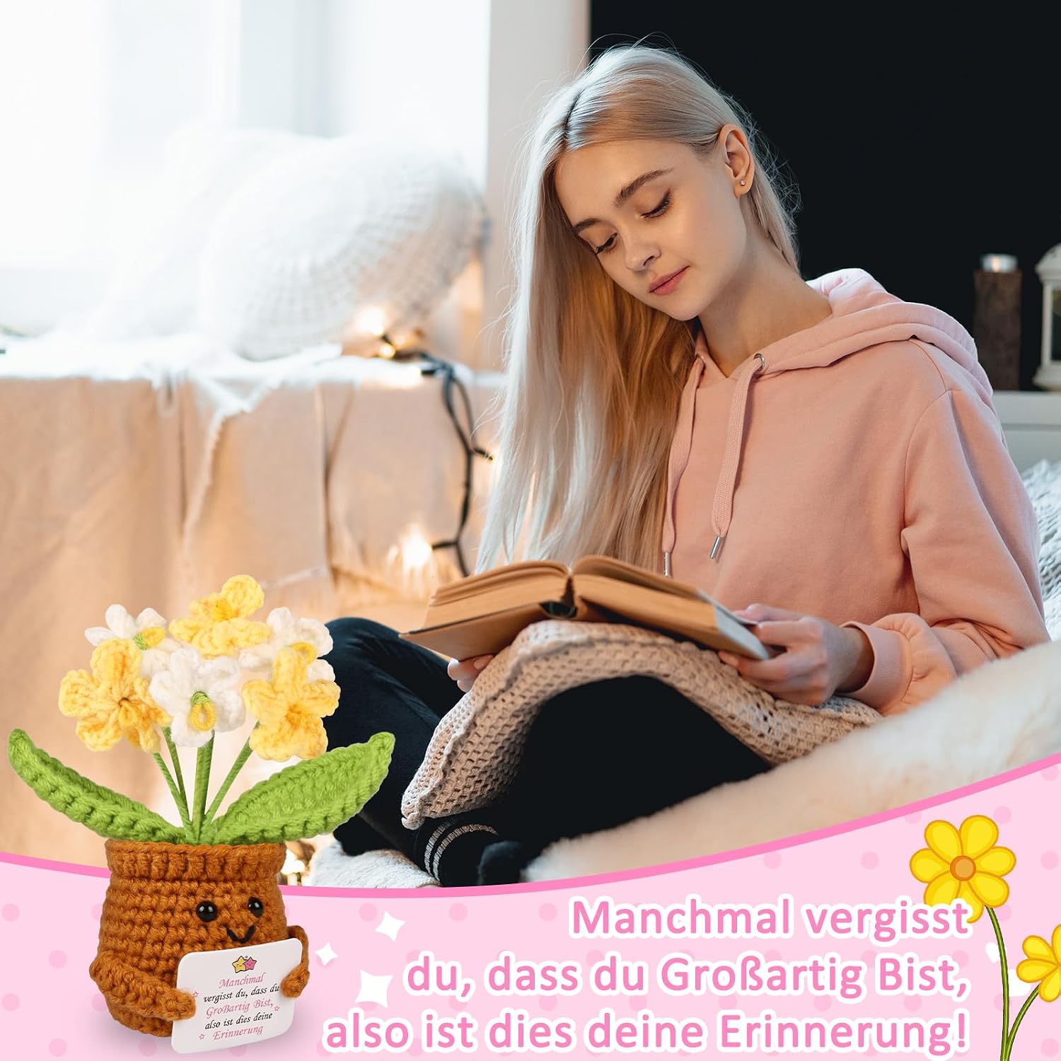 Detalle de Gestricktes Vergissmeinnicht als Glücksbringer