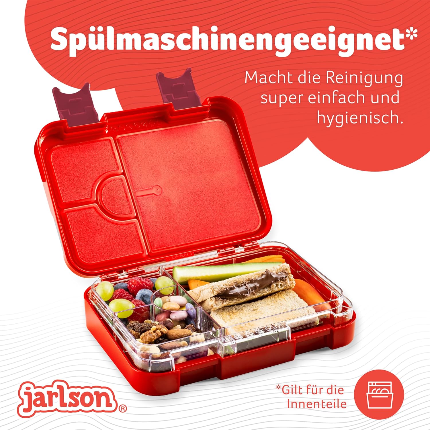 Thumbnail 1 de Jarlson Lunch Box Bambini 850ml: Bento Box con 6 Scomparti, Sicura e Pratica per Scuola e Asilo