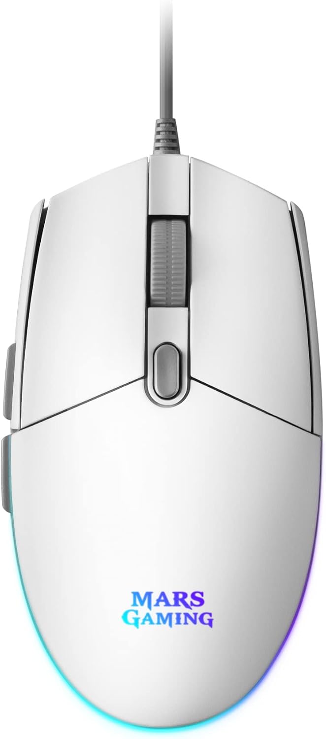 Mars Gaming MMGW Souris Gamer Blanche RGB Flow 3200 DPI, anti-dérapant, switches HUANO