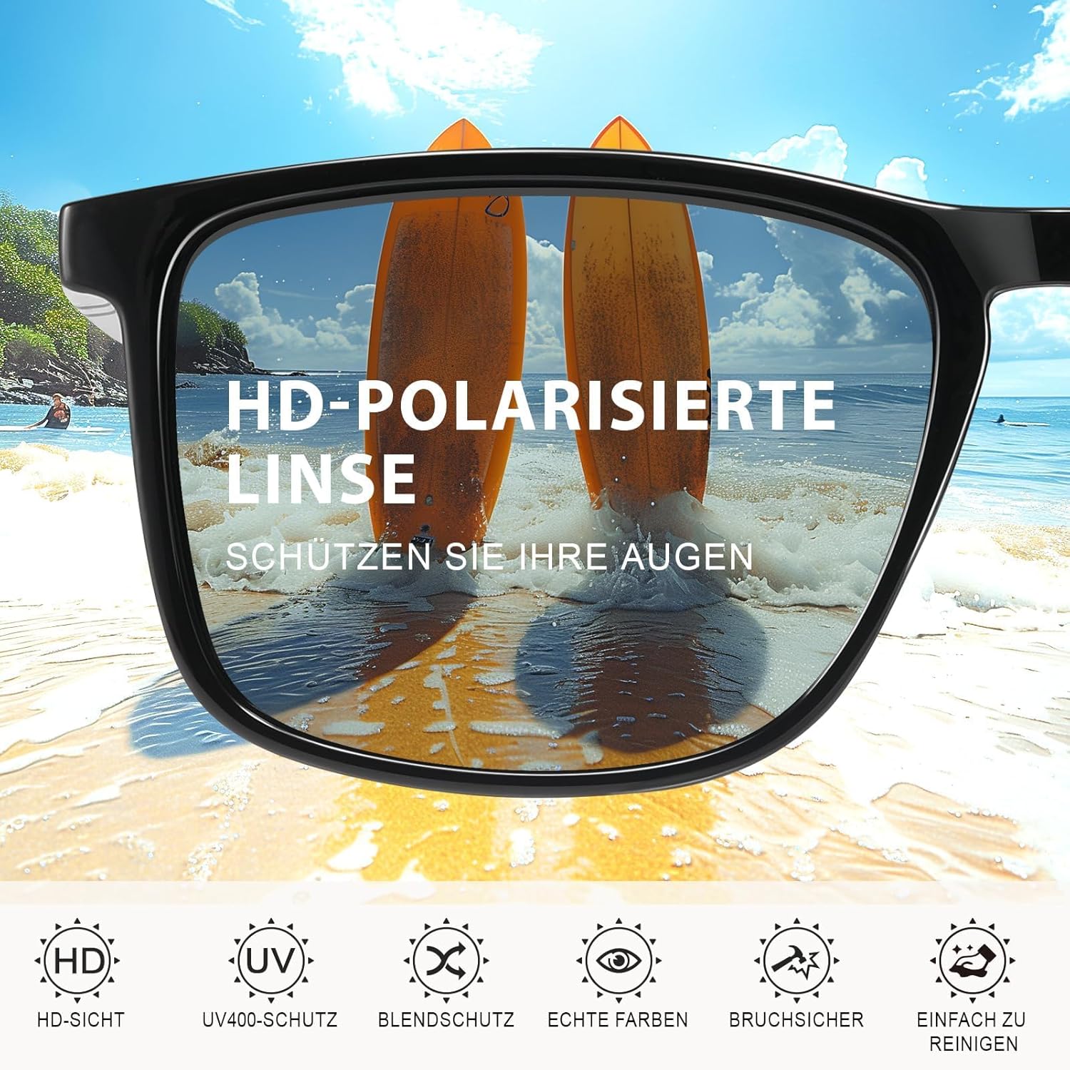 Detalle 2 de Occhsouo Polarisiert Sonnenbrille – UV400 Schutz, TR90 Leichtgewicht, CAT 3, Schwarz