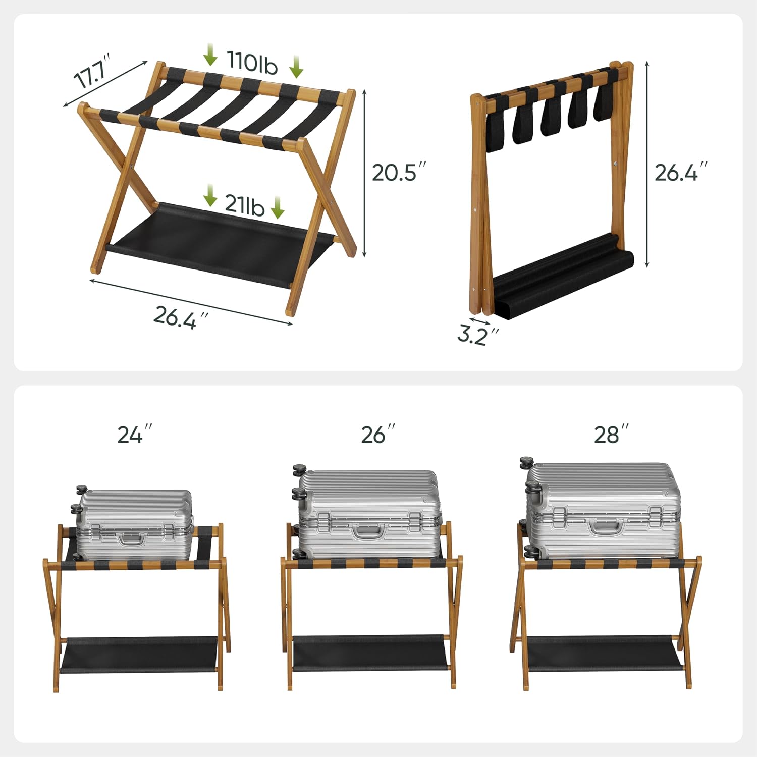 Detalle de Smart FENDEE Luggage Rack, Bamboo