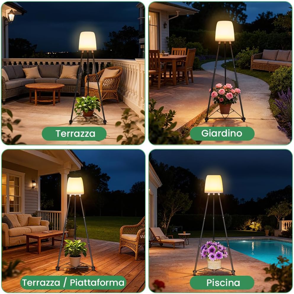 Thumbnail 6 de OUSFOT Lampada Solare da Terra Esterno RGB e Bianco Caldo – Impermeabile con supporto per fiori