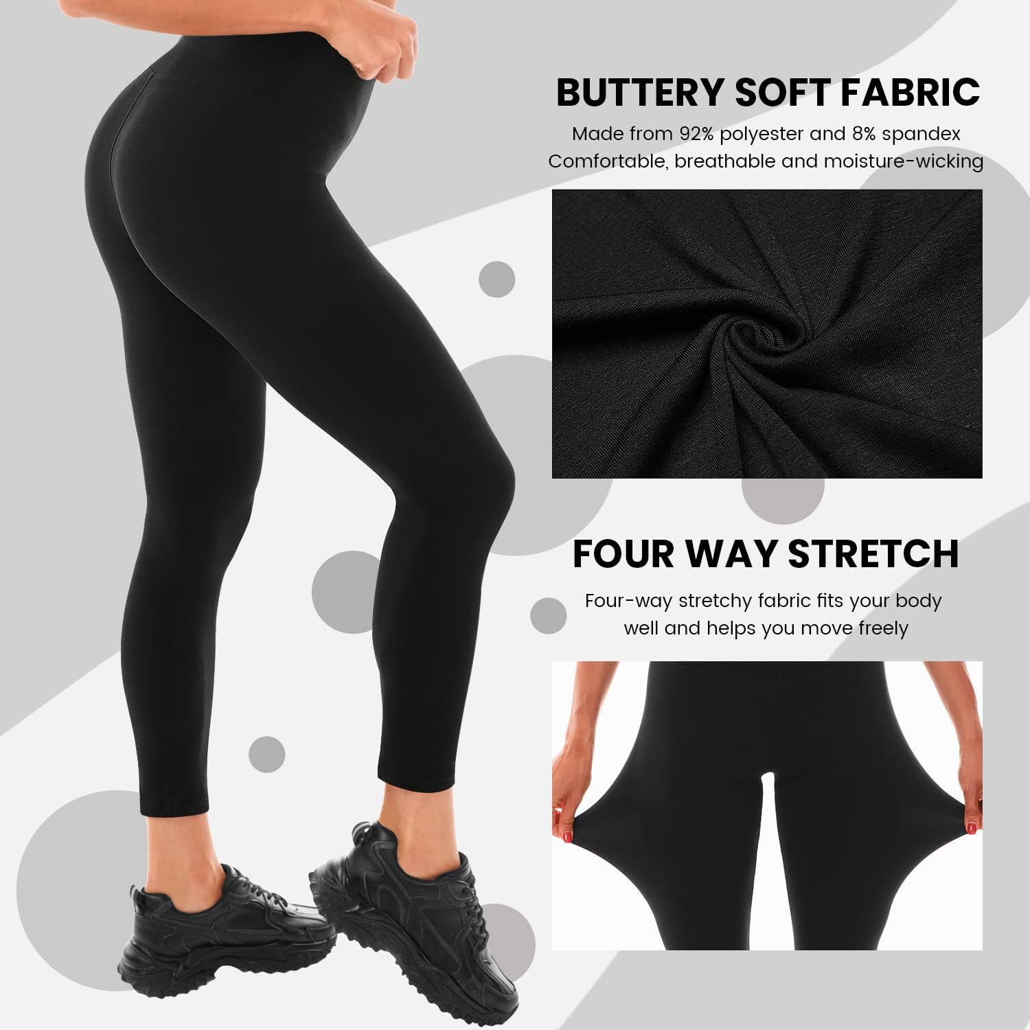 Thumbnail 2 de Leafigure High Waist Black Leggings 29" for Gym ⌚
