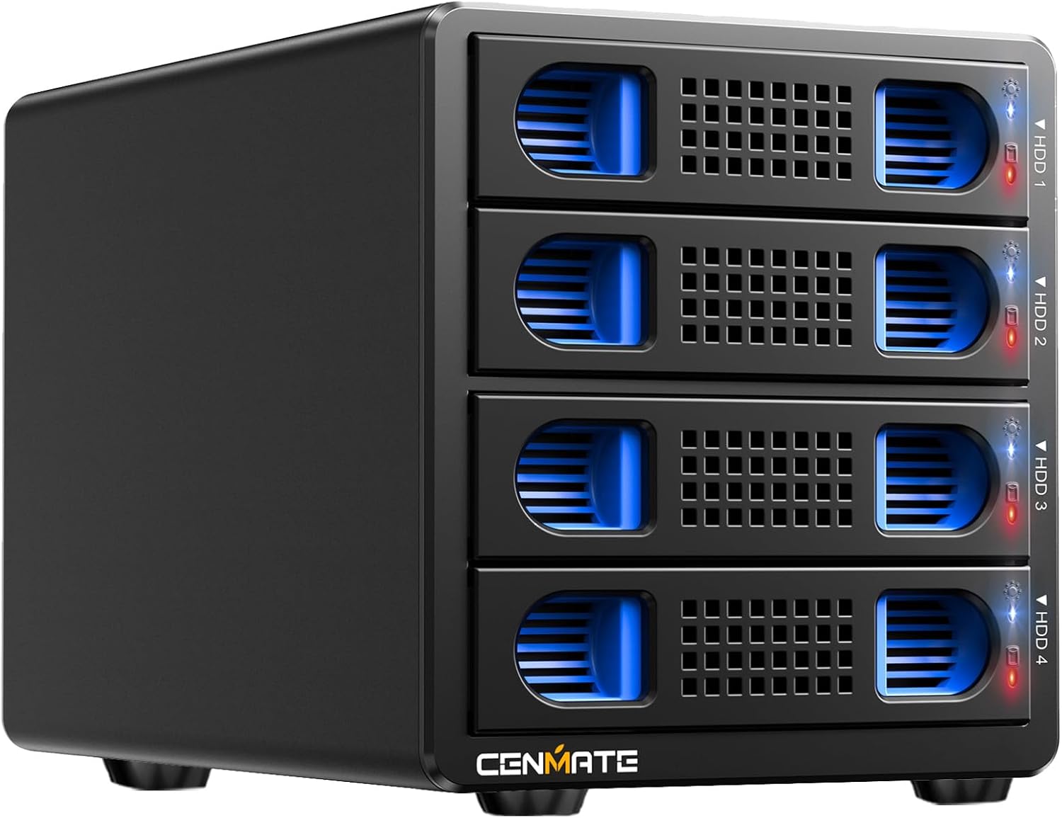 cenmate 4-Schacht Festplattengehäuse für 2,5/3,5" SATA HDD/SSD mit Lüfter und USB 3.0 (USB A/C)