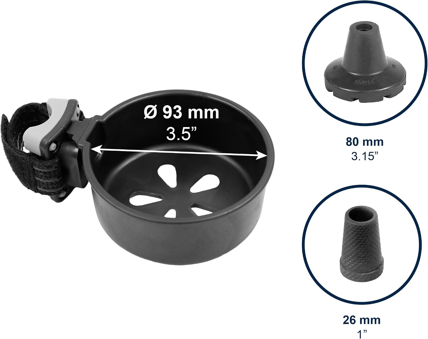 Detalle de KMINA 0067 Walking Stick Holder for Wide Ferrules, 3-Position Mount