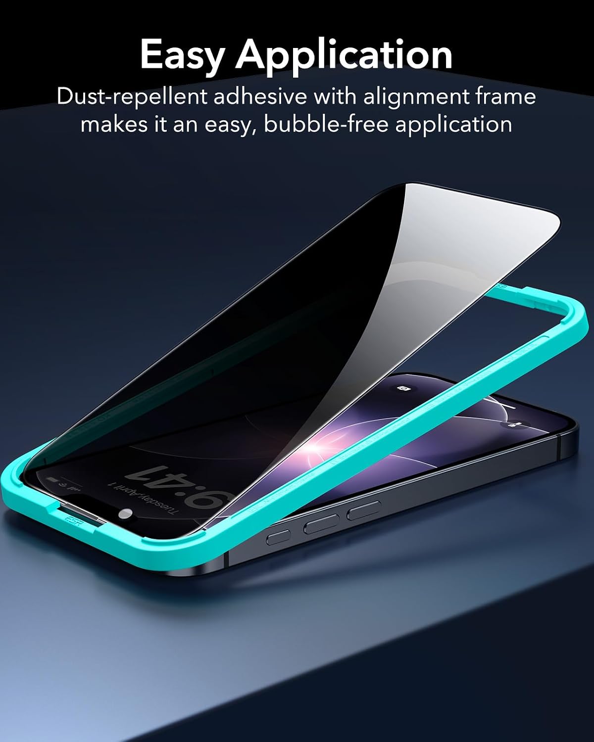 Detalle de ESR 3 Pack Privacy Screen Protector (for iPhone 17e/16e/14/13 & 13 Pro) – anti-spy tempered glass