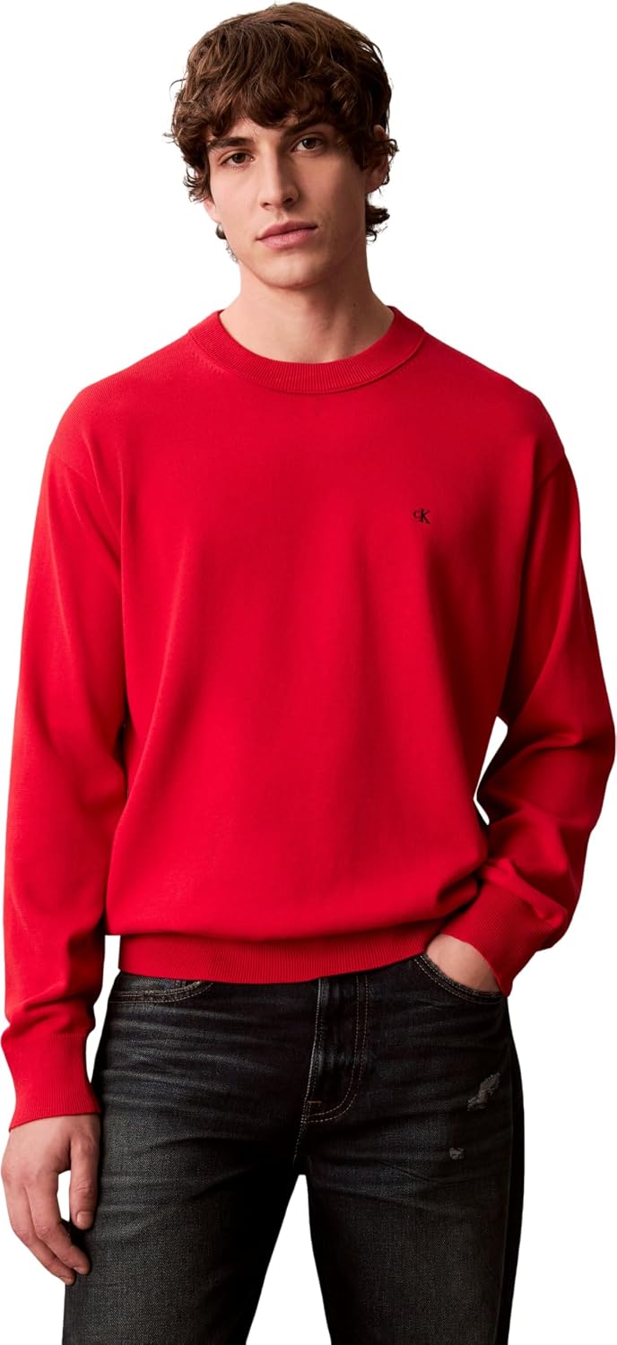 Detalle de Calvin Klein Pull Homme Cotton Relaxed avec Col Ras-du-Cou
