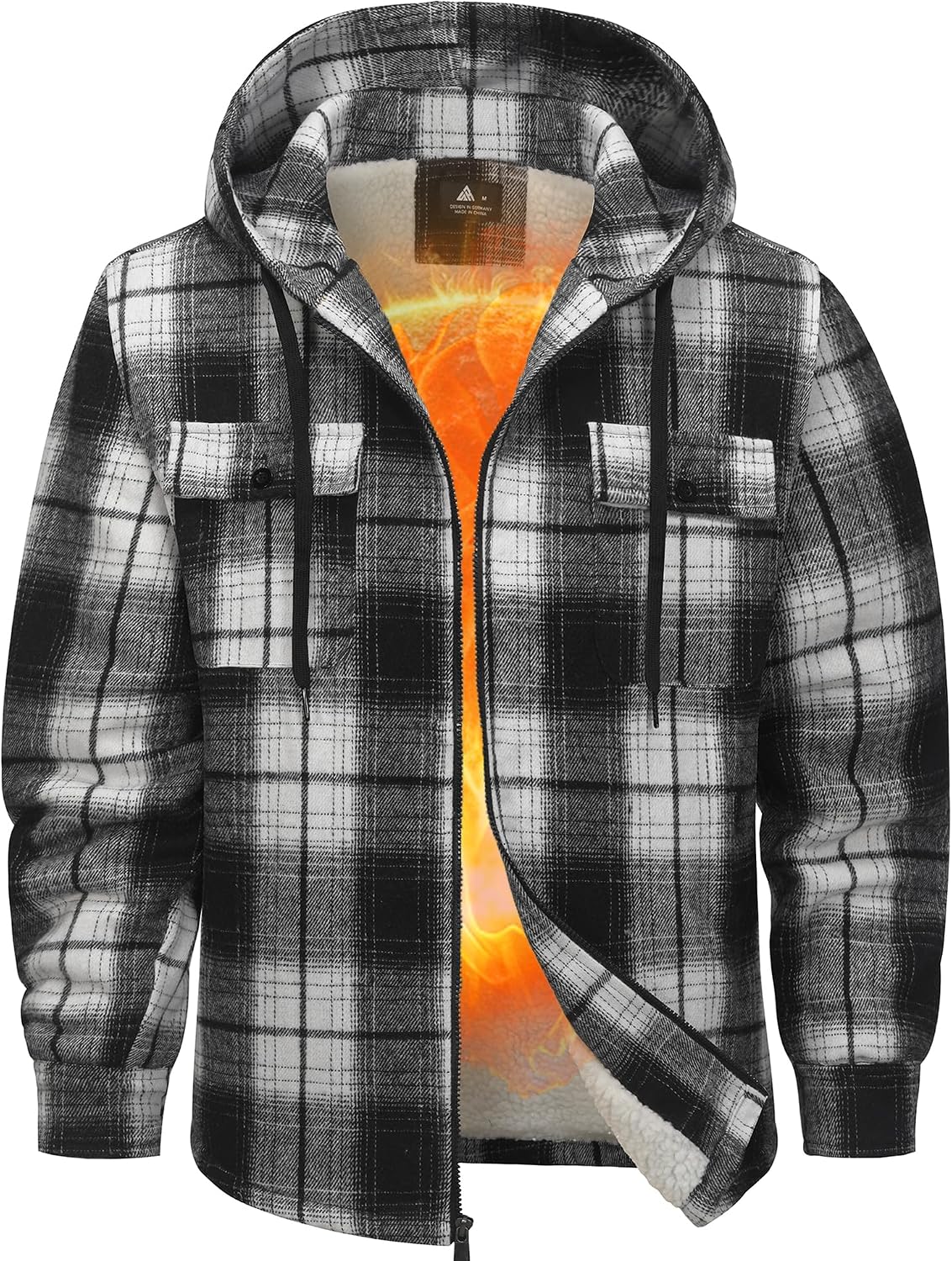 Detalle 1 de Men Winter Coat with Flannel Plaid Shirt Jacket