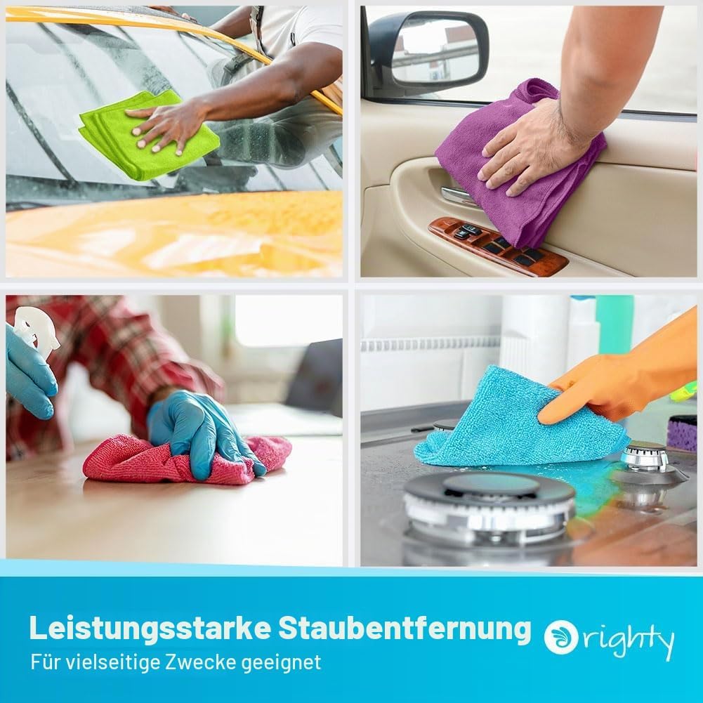 Detalle de Orighty Mikrofaser-Reinigungstücher, 12 Stück – fusselfreie, saugfähige Lappen, 30x30 cm