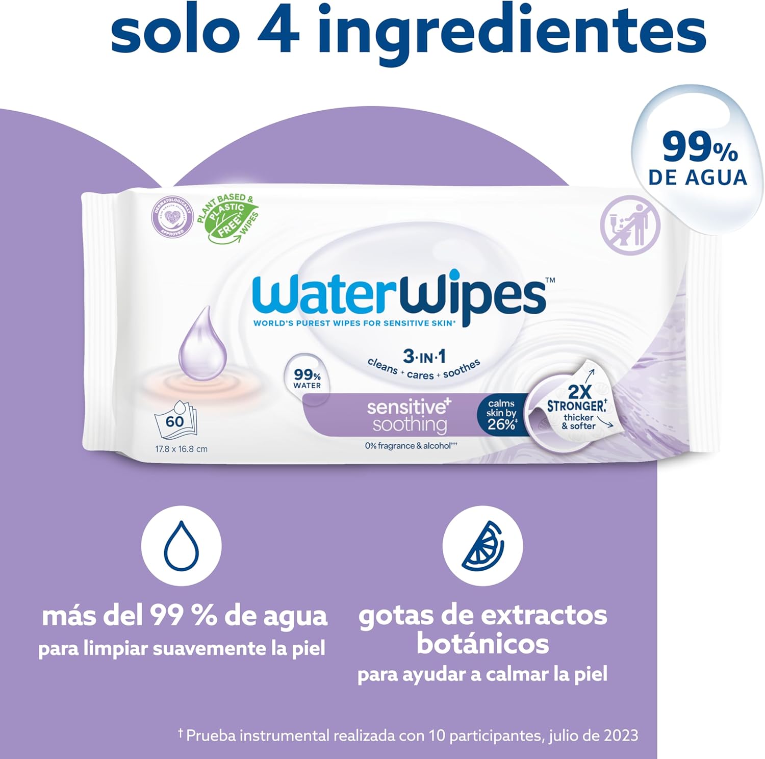 Detalle 2 de WaterWipes Sensitive+ 720 toallitas 99% agua