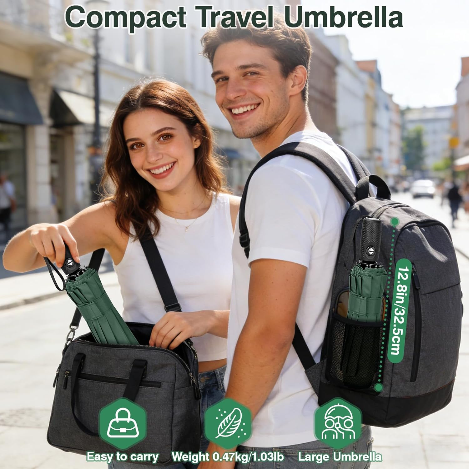 Thumbnail 4 de ZOMAKE Parapluie pliant compact automatique anti-vent, mini noir (10 brins)