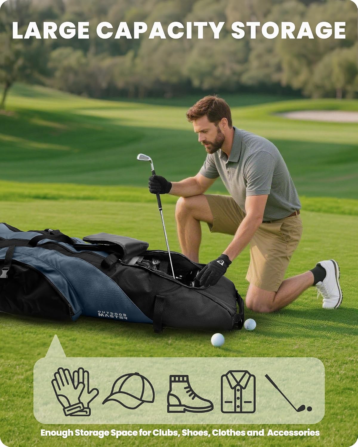 Detalle 2 de OutdoorMaster Padded Golf Travel Bag with Wheels ⛳