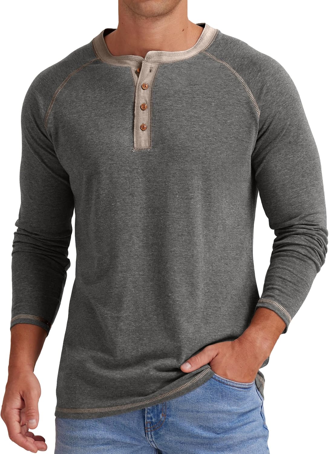 Thumbnail 6 de Sailwind Men’s Henley Long/Short Sleeve Cotton Casual T-Shirt (Textured Fabric, 4-Button)