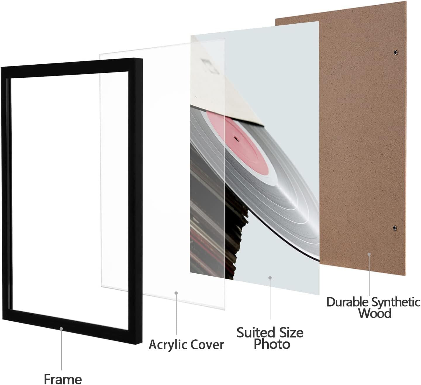 Detalle de eletecpro 12.5 x 12.5-Inch Vinyl Record Frames, Black, 15-Pack