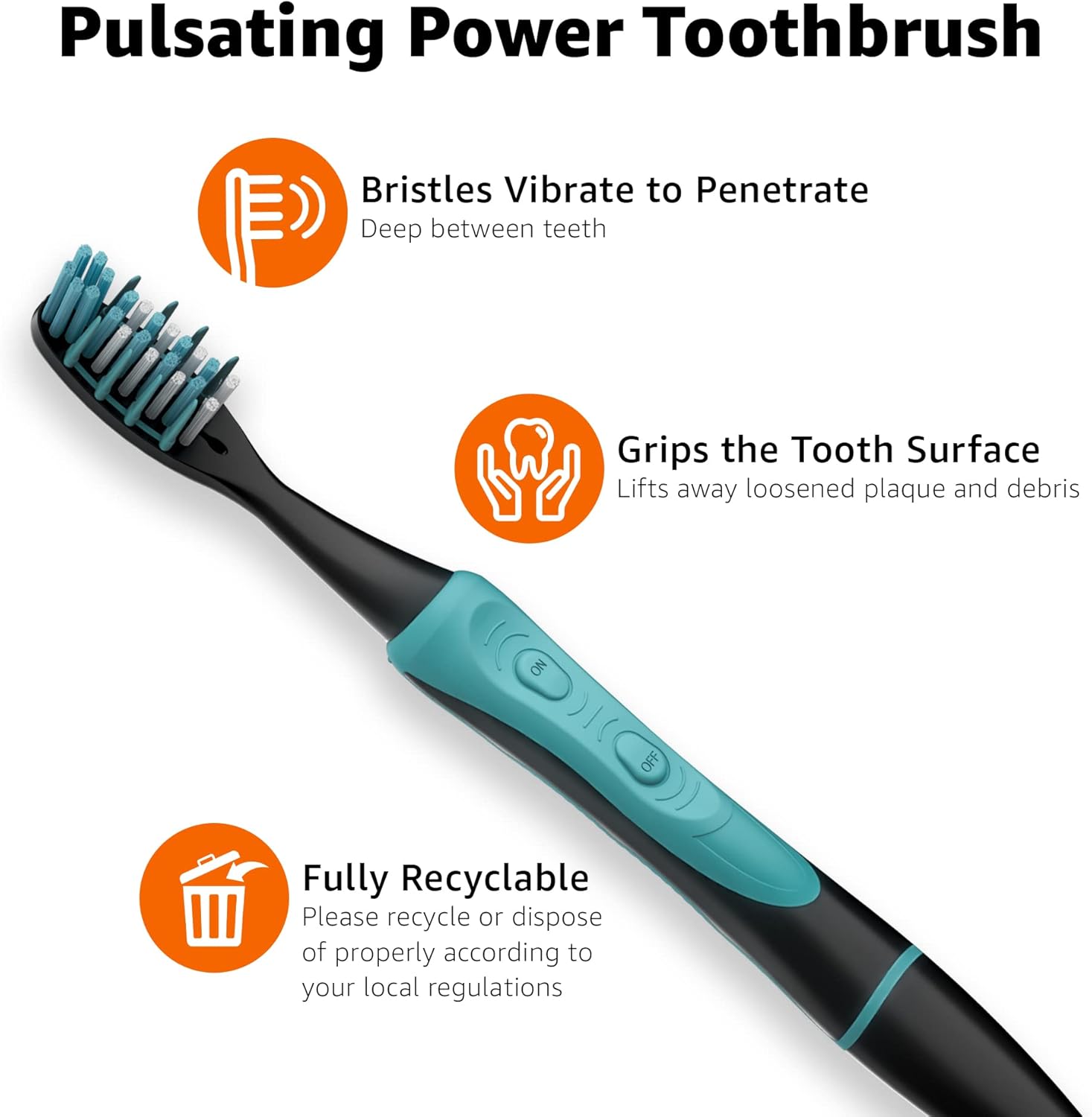 Thumbnail 2 de Amazon Basics Adult Soft Bristle Electric Toothbrush (2-Pack) with Pulsing Deep Cleaning