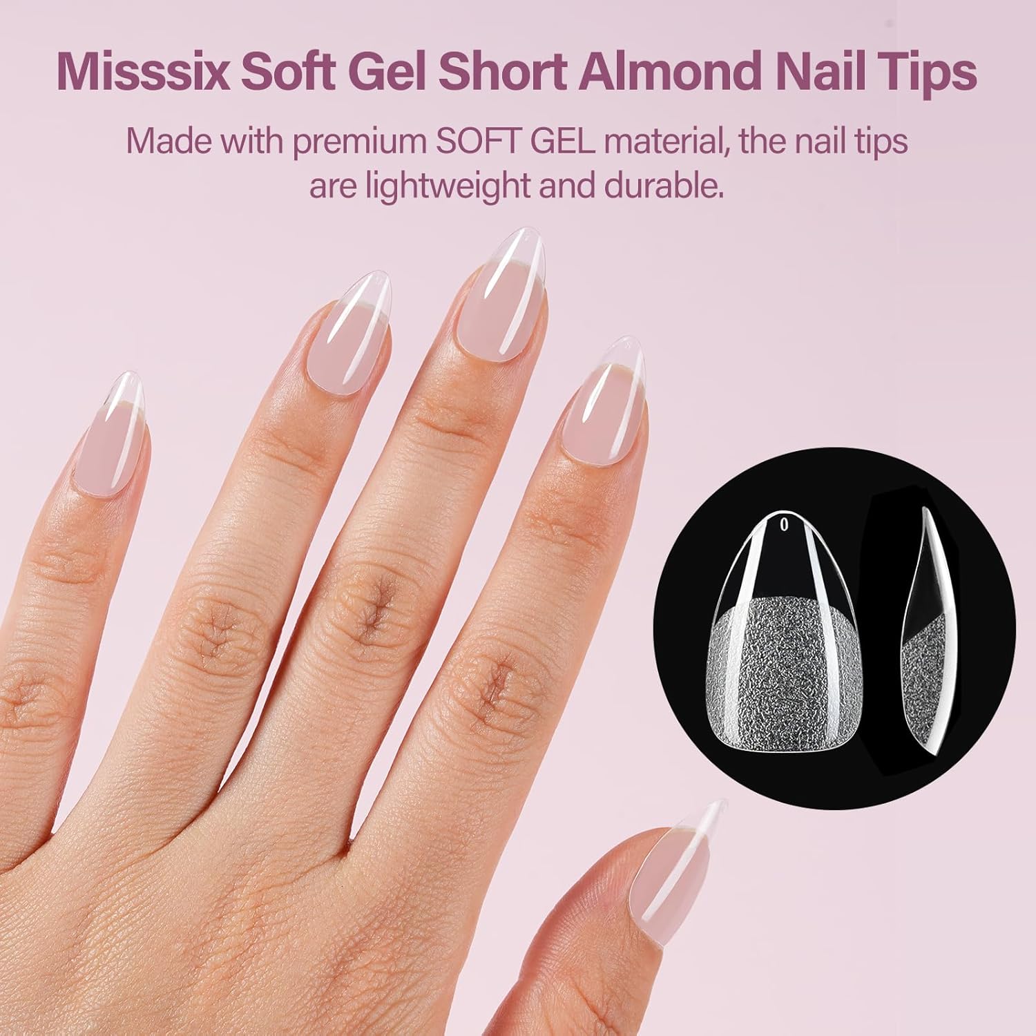 Thumbnail 5 de Misssix Short Almond Gel Nail Tips Kit 216Pcs