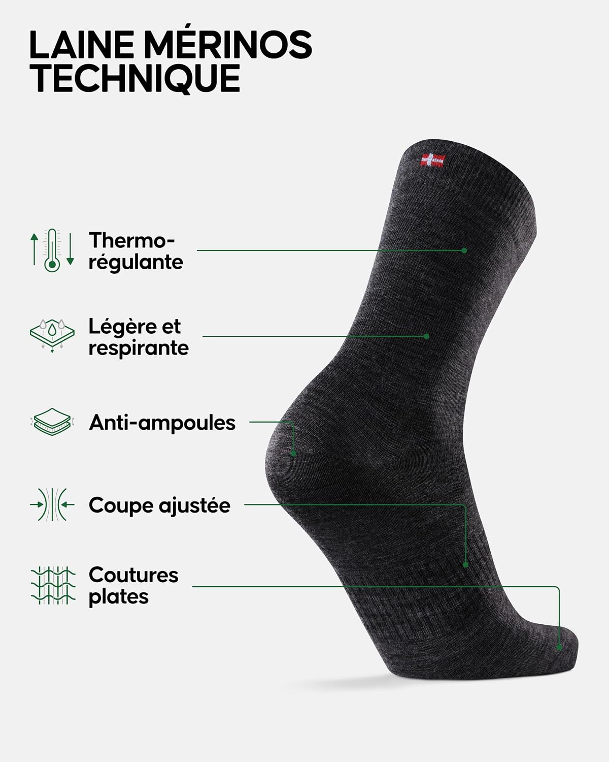 Thumbnail 4 de DANISH ENDURANCE Chaussettes de Randonnée laine Mérinos 🤝