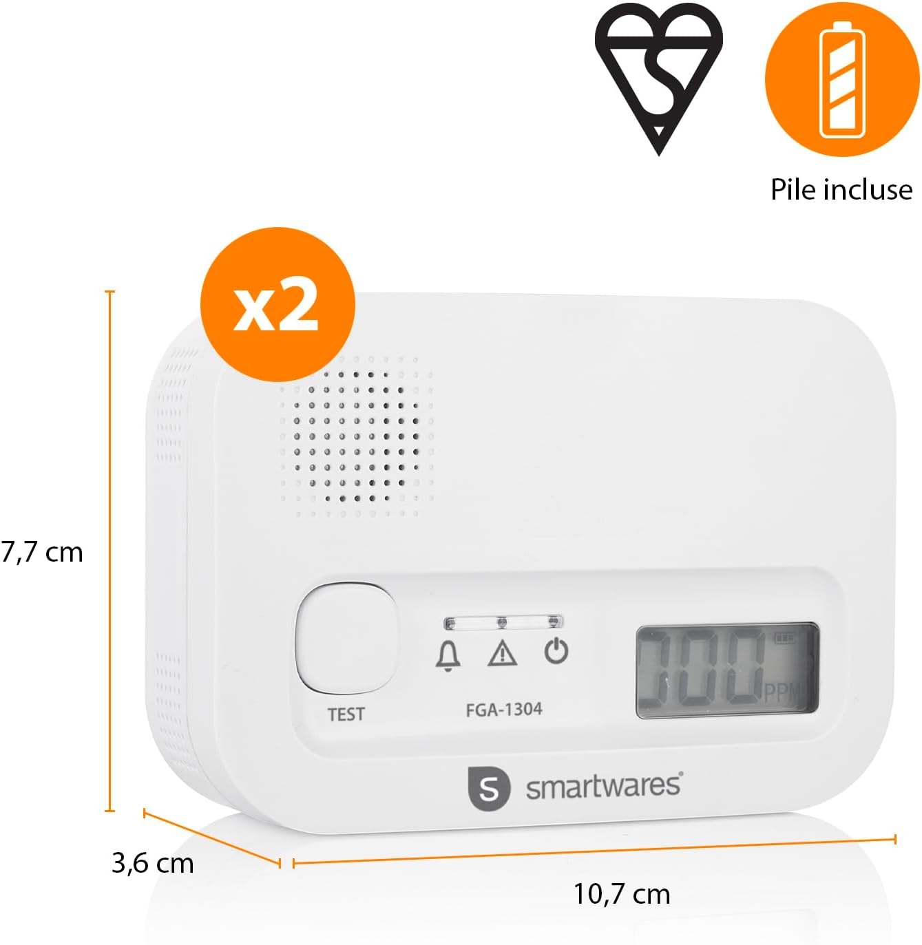 Thumbnail 2 de Smartwares FGA-13042 rilevatore CO 10 anni 📟