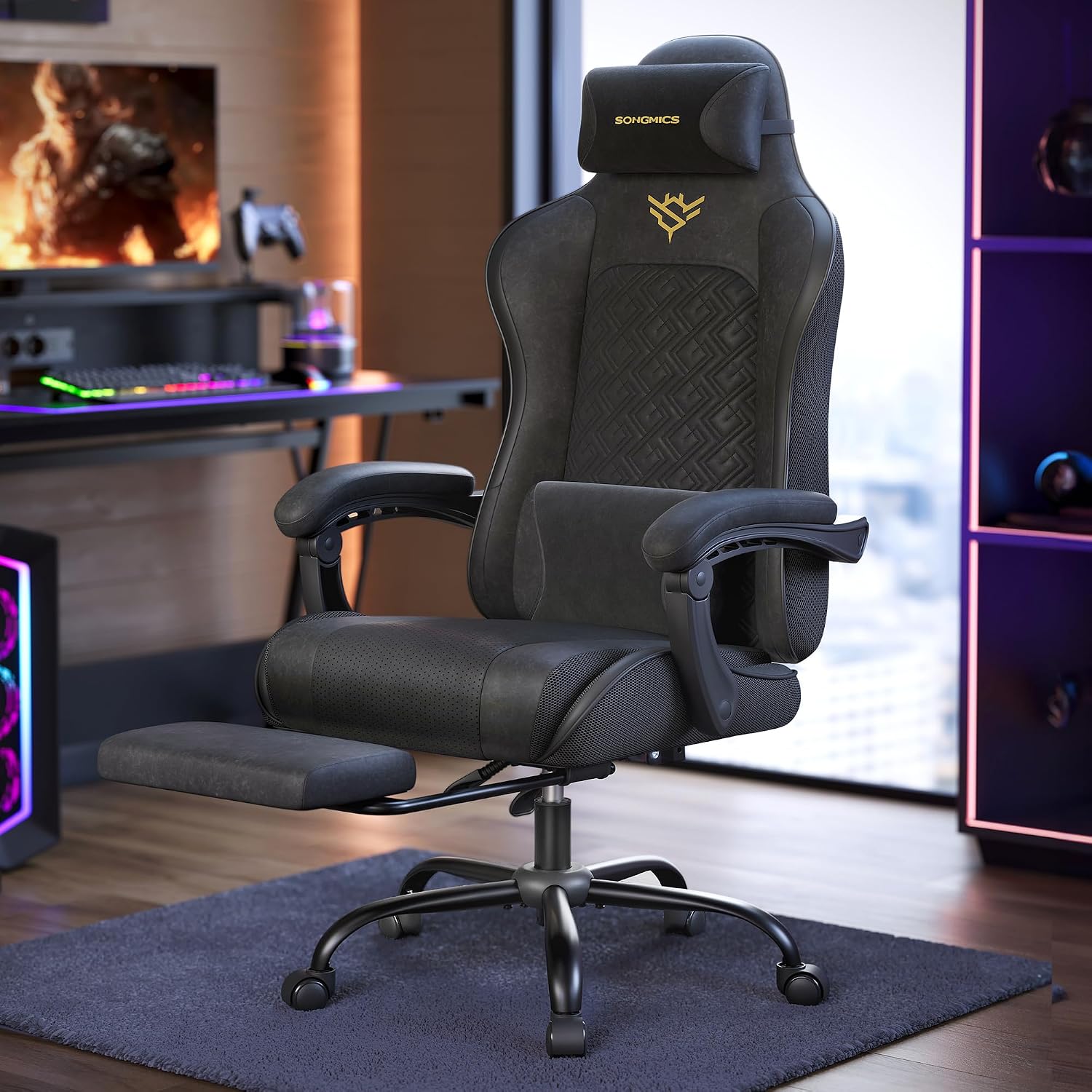 Detalle 2 de Gaming Bürostuhl SONGMICS OBG079B01 für Sitzkomfort