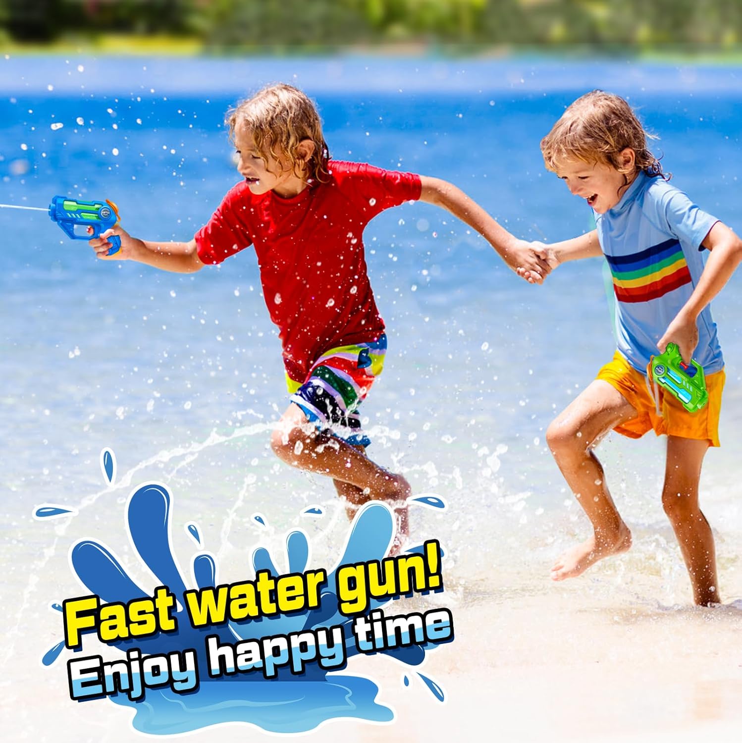 Detalle 2 de Pistole Acqua Doviden_Mini per Bambini – Set da 6 pezzi, gittata 7 m, giochi estivi in piscina/spiaggia