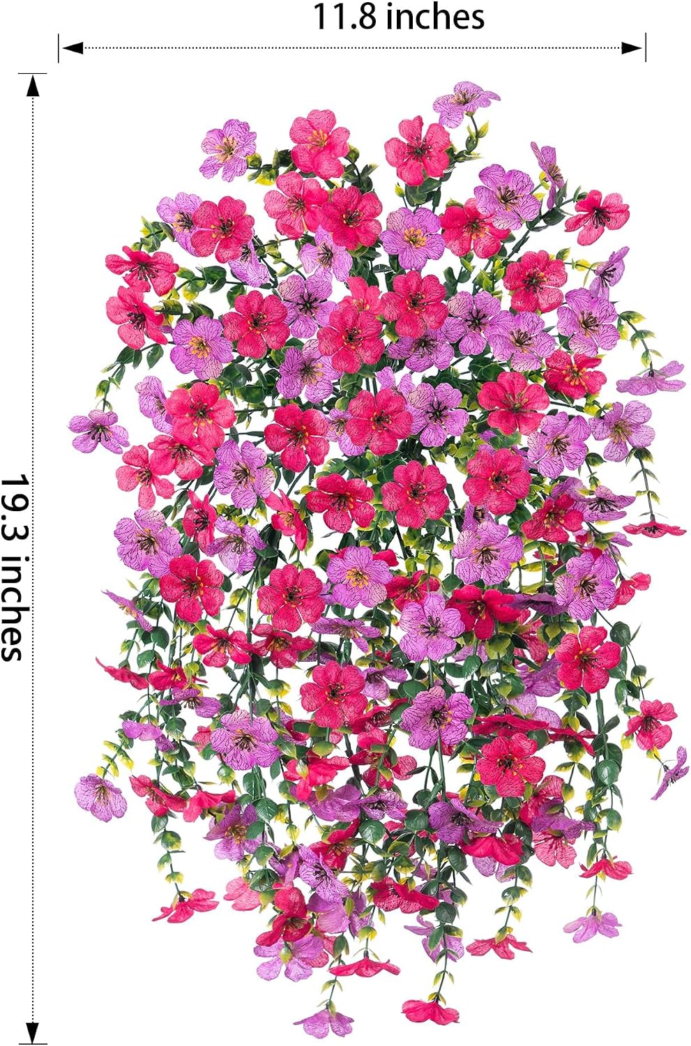 Thumbnail 3 de HyeFlora 2-Pack Artificial Hanging Spring Flowers (Purple & Hot Pink) for Outdoor Porches, Patios & Balconies
