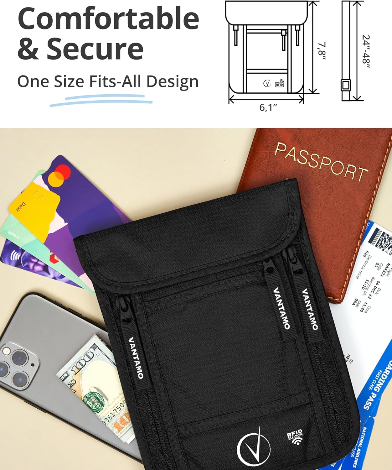 Thumbnail 3 de Vantamo Marsupio da Viaggio Premium Passport size