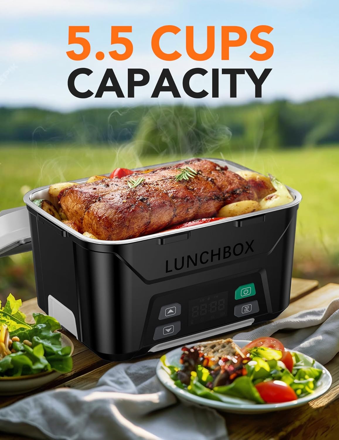 Detalle 2 de EAST OAK Cordless Heated Lunch Box, 5.5 Cups ⚡