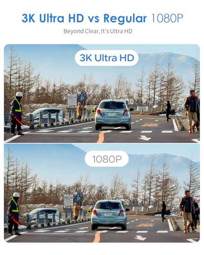 Detalle de KAWA 3K Dash Cam Front, 360°Rotation, Voice Control, Wi‑Fi Dashcam for Cars