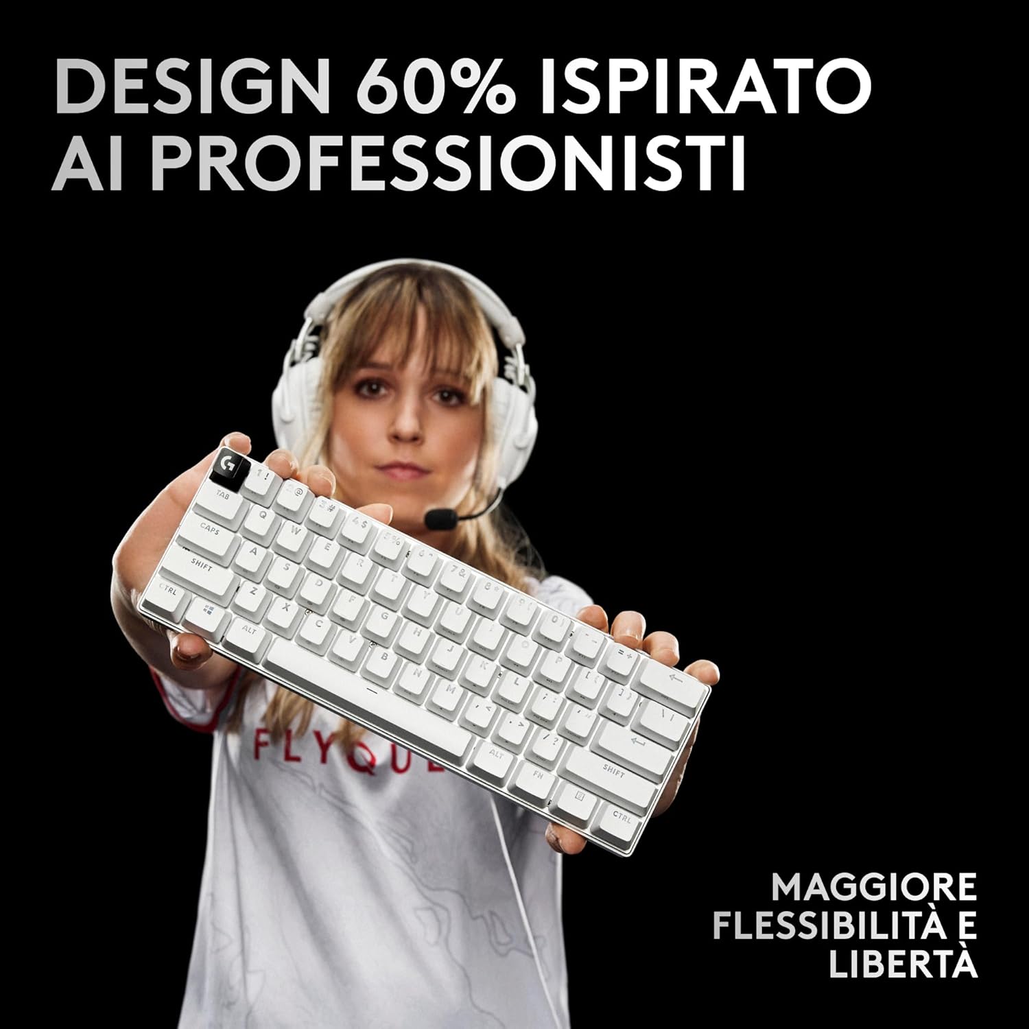 Detalle de Logitech G PRO X 60 LIGHTSPEED wireless 60% meccanica ottica LIGHTSYNC RGB – bianco